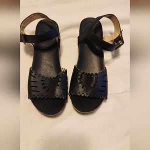 Bamboo cork wedge sandals.